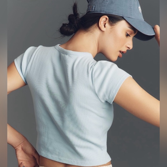 Anthropologie The Blair Stretch Cotton Short Sleeve Baby Tee By Maeve - Picture 2 of 7